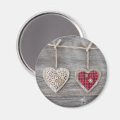 Aimant Coeurs sur une table en bois (Recto/Verso)