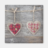 Aimant Coeurs sur une table en bois (Devant)