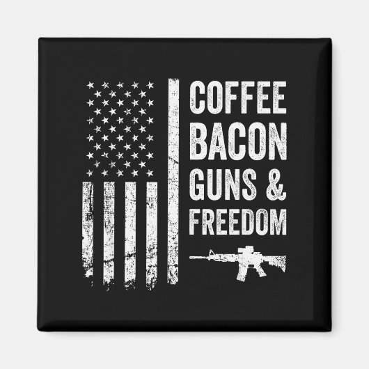 Aimant Coffee Bacon Guns & Dom - Bbq Grill Funny Gun (Devant)