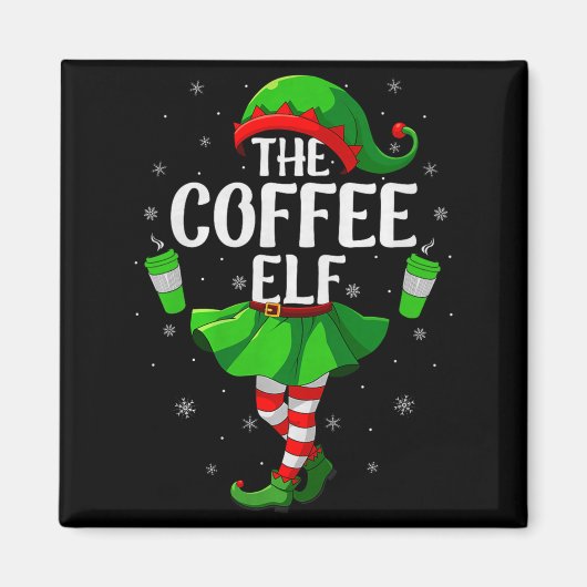 Aimant Coffee Elf Christmas Girls Women Elf Squad Xmas Fa (Devant)