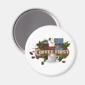 Aimant Coffee First – Morning Motivation for True Caffein (Recto/Verso)