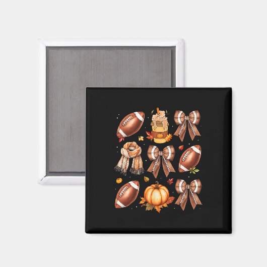 Aimant Coffee Footll Coquette Bow Fall Vibes Pumpkin Than (Recto/Verso)
