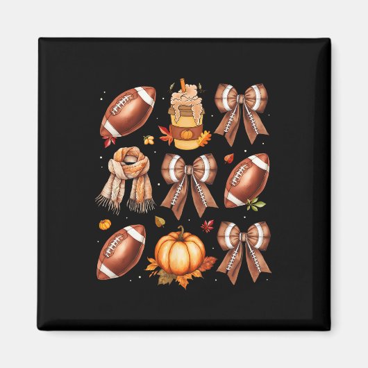 Aimant Coffee Footll Coquette Bow Fall Vibes Pumpkin Than (Devant)