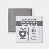 Aimant Coffee lovers custom name white grey (Recto/Verso)