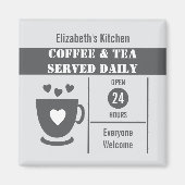 Aimant Coffee lovers custom name white grey (Devant)