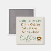 Aimant Coffee lovers to do list brown green (Recto/Verso)