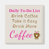 Aimant Coffee lovers to do list brown pink (Devant)