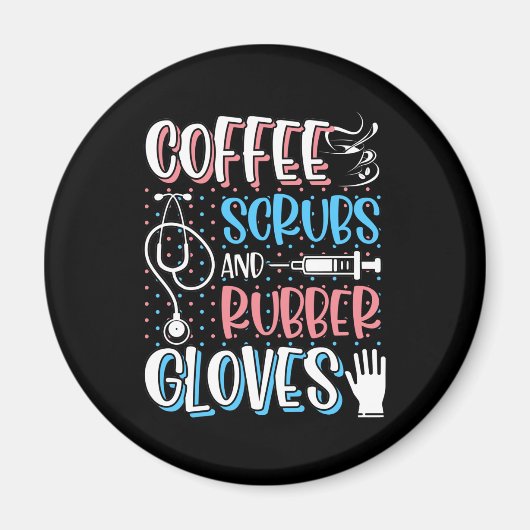 Aimant COFFEE SCRUBS RUBBER GLOVES RN Infirmière inscrite (Devant)