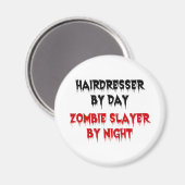 Aimant Coiffeur par jour Zombie Couche par nuit (Recto/Verso)