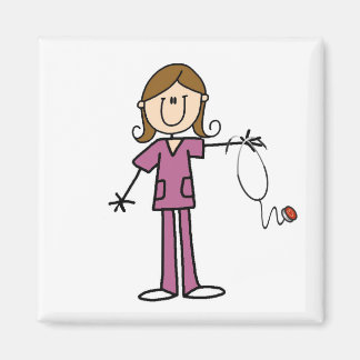 Aimant Coiffure Brown Female Stick Figure Infirmière