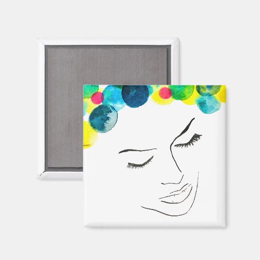 Aimant Coiffure de bulle psychédélique (Recto/Verso)