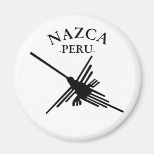 Aimant Colibri de Nazca Pérou avec texte courbe