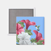 Aimant Colibri et fleurs de Petunia (Recto/Verso)