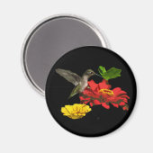 Aimant Colibri et Zinnias (Recto/Verso)
