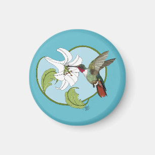 Aimant Colibri Lily Blue Art Nouveau