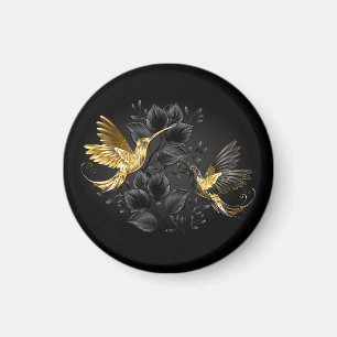 Aimant Colibri noir et or