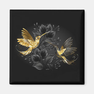 Aimant Colibri noir et or