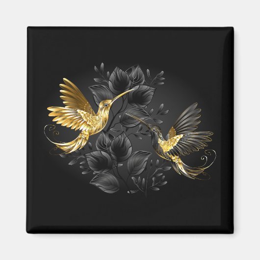Aimant Colibri noir et or (Devant)