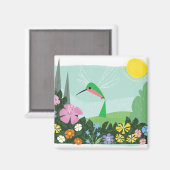 Aimant Colibri Parmi Les Fleurs (Recto/Verso)