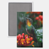 Aimant Colibri perché sur une fleur vive (Recto/Verso)