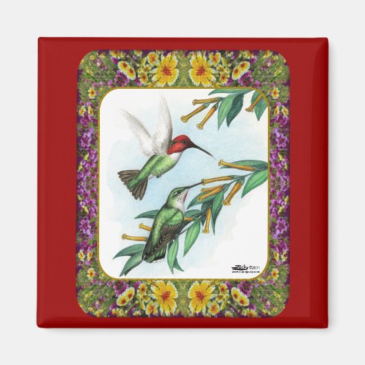 Aimant Colibris et Fleurs #4 (Devant)