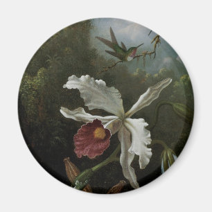 Aimant Colibris et orchidée blanche par Martin J. Heade