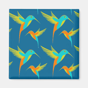 Aimant Colibris exotiques Motif bleu