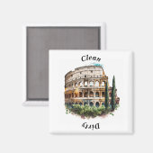 Aimant Colisée romaine Aquarelle propre / sale lave-vaiss (Recto/Verso)