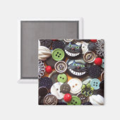 Aimant Collage avec Boutons Chat Cheshire Noir (Recto/Verso)