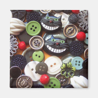 Aimant Collage avec Boutons Chat Cheshire Noir