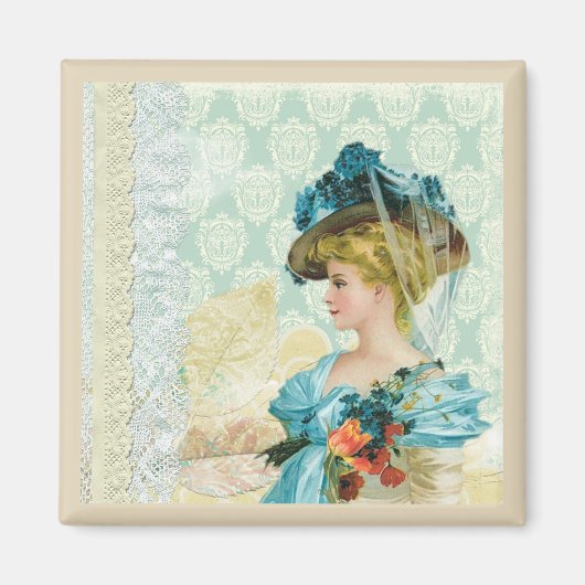 Aimant Collage d'art victorien Lady (Devant)