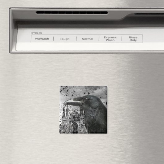 Aimant Collage de corbeau gothique (In Situ (Lave-vaisselle))