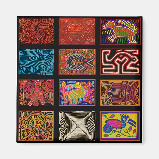 Aimant Collage de Kuna Indian Mola (Devant)