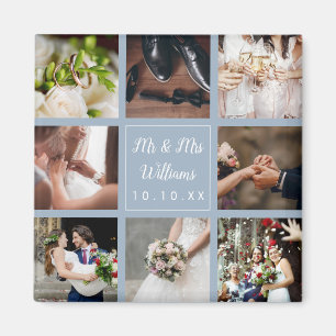 Aimant Collage de photos de mariage bleu poussiéreux Merc