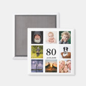 Aimant collage de photos pour les 80 ans d'un homme (Recto/Verso)