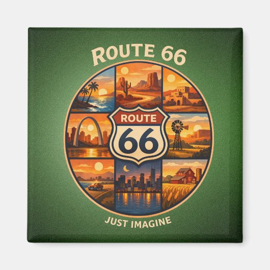 Aimant Collage de road trip sur la route 66 (Devant)