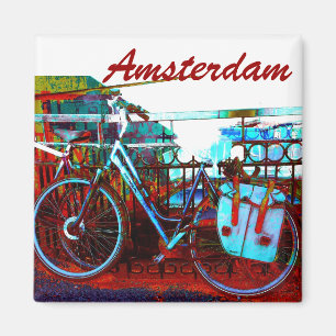 Aimant Collage de vélo urbain coloré - série Amsterdam