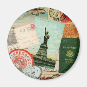 Aimant collage de voyage vintage moderne