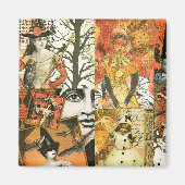 Aimant Collage Halloween vintage (Devant)