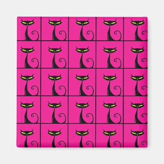 Aimant Collage Hot Rose et Black Kitty Cats (Devant)