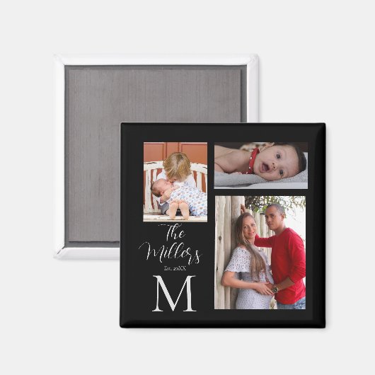Aimant Collage photo de famille Monogram (Recto/Verso)