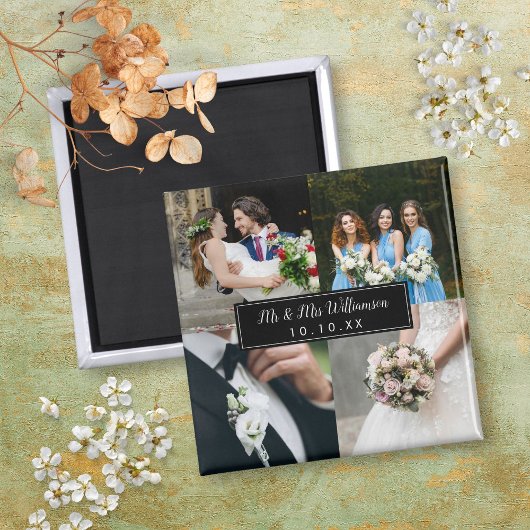 Aimant Collage photo de mariage élégant