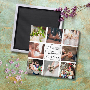 Aimant Collage photo de mariage personnalisé