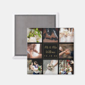 Aimant Collage photo Mariage noir et or (Recto/Verso)