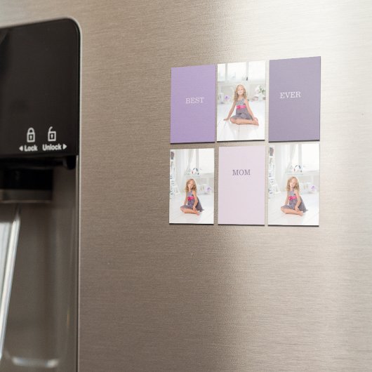 Aimant Collage Photo Purple Best Mom Ever Cadeau