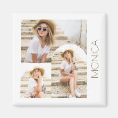 Aimant Collage photo simple et moderne avec nom (Devant)