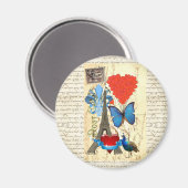 Aimant Collage romantique Paris (Recto/Verso)