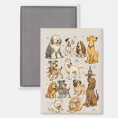 Aimant Collection de cliparts de races de chiens de dessi (Recto/Verso)
