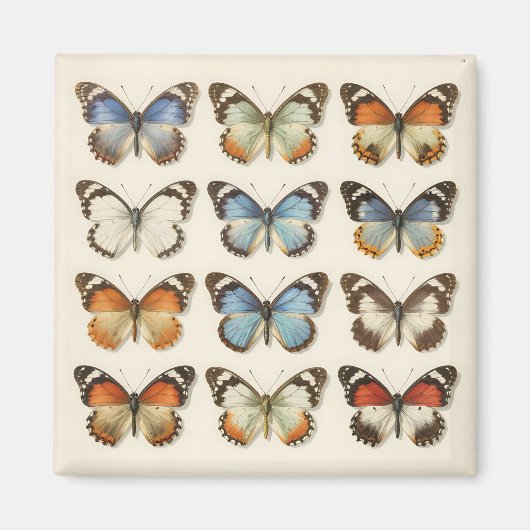 Aimant Collection de spécimens de papillons vintage (Devant)