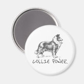 Aimant Collie chien "collie power" (Recto/Verso)
